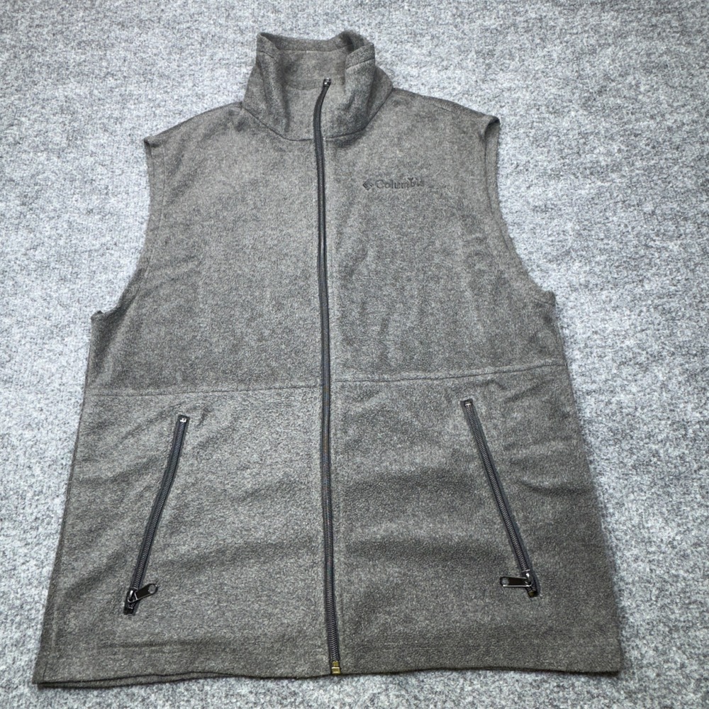 Columbia Fleece Vest Mens Small Gray Full Zip WM1480 Gorpcore Outdoor Hiking